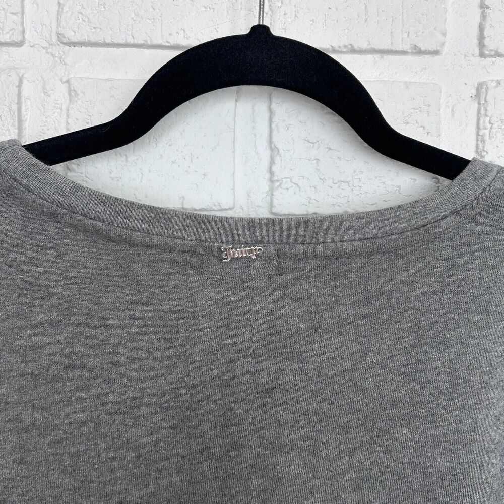 Juicy Couture Women Sweatshirt Medium Gray Graphic Lips Sequin Pullover Vintage - Picture 7 of 7
